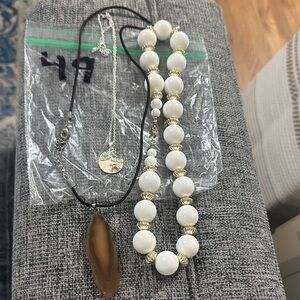 White Bead Necklace with 2 more necklaces. Bag#49. Bundle for better pricing